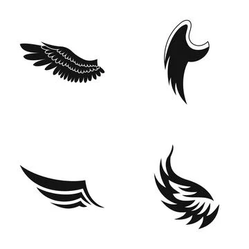 Black wing design vector icons set 스톡 일러스트
