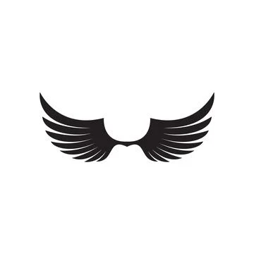 Black wing drawing on a white background. Vector Stock Illustration