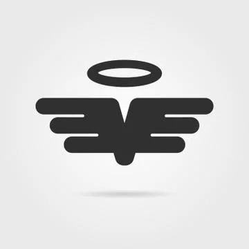 Black wings with gloriole and shadow Stock Illustration