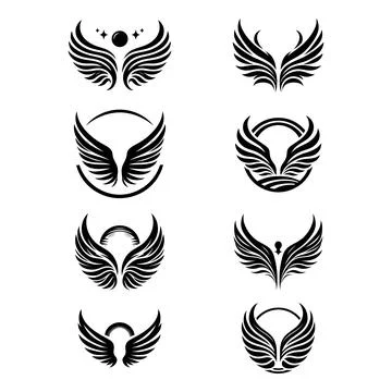 Black wings silhouette vector set Stockillustratie
