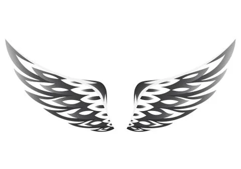 Black wings on a white background Stock Illustration