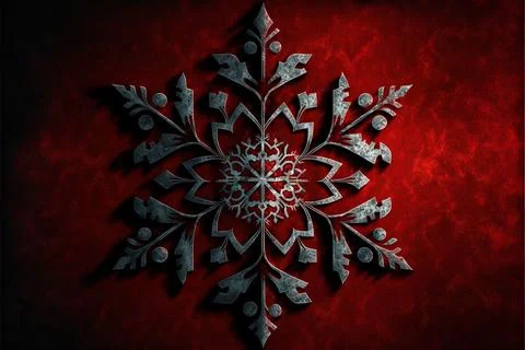 Black winter background with red christmas snowflake Stock Illustration
