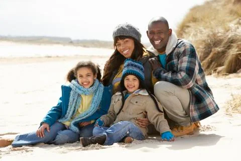 Black winter beach Stock Photos