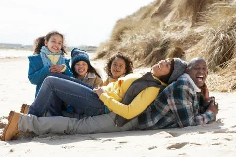 Black winter beach Stock Photos