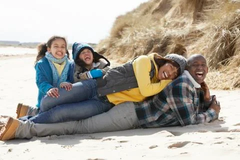 Black winter beach Stock Photos