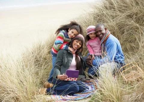 Black winter beach Stock Photos