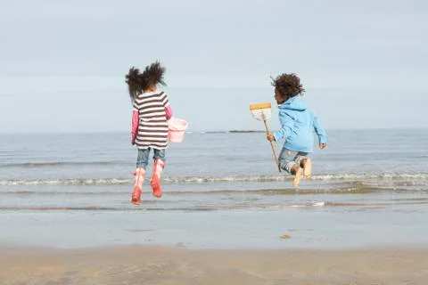 Black winter beach Stock Photos