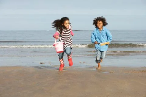 Black winter beach Stock Photos