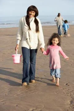 Black winter beach Stock Photos