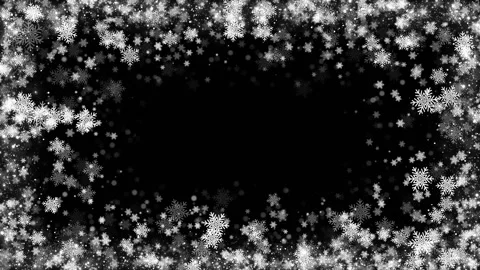 Black winter frame background white snow flakes, frosty border, soft bokeh, and Stock Footage 340402701