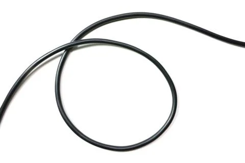 Black wire cable isolated on a white background abstraction. Foto stock