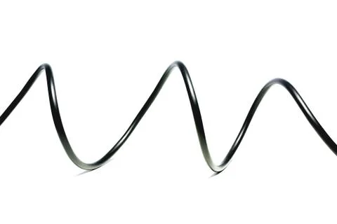 Black wire cable isolated on a white background abstraction. Stock Photos