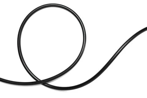 A Black wire cable isolated on a white background abstraction. Stock Photos