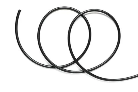 A Black wire cable isolated on a white background abstraction. Stock Photos