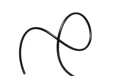 A Black wire cable isolated on a white background abstraction. Foto stock