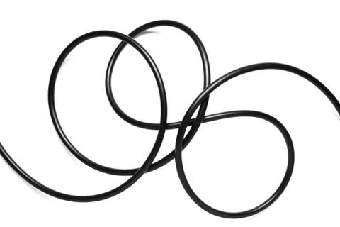 A Black wire cable isolated on a white background abstraction. Foto stock