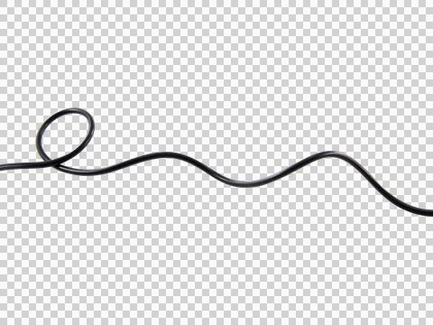 Black wire cable of usb and adapter isolated on white background.Electronic C Stock Photos