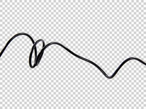 Black wire cable of usb and adapter isolated on white background.Electronic C Stock Photos