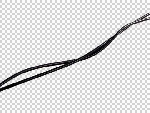 Black wire cable of usb and adapter isolated on white background.Selection fo Stock Photos