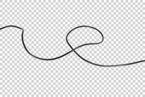 Black wire cable of usb and adapter isolated on white background.Selection fo Stock Photos