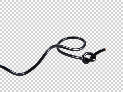 Black wire cable of usb and adapter isolated on white background.Selection fo Stock Photos