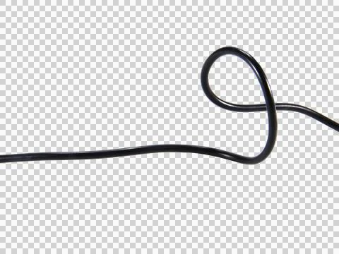 Black wire cable of usb and adapter isolated on white background.Selection fo Stock Photos