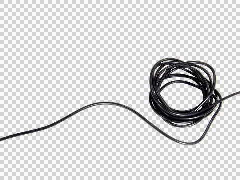 Black wire cable of usb and adapter isolated on white background.Electronic C Stock Photos