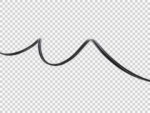 Black wire cable of usb and adapter isolated on white background.Electronic C Stock Photos