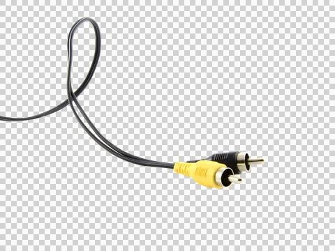 Black wire cable of usb and adapter isolated on white background.Electronic C Stock Photos