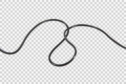 Black wire cable of usb and adapter isolated on white background.Electronic C Stock Photos