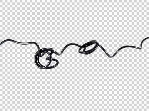 Black wire cable of usb and adapter isolated on white background.Electronic C Stock Photos