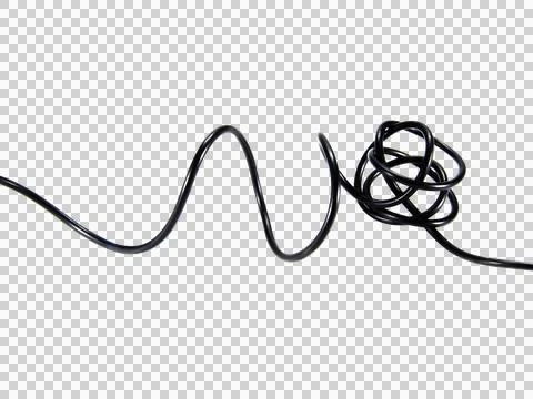 Black wire cable of usb and adapter isolated on white background.Electronic C Stock Photos