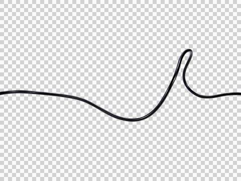 Black wire cable of usb and adapter isolated on white background.Electronic C Stock Photos