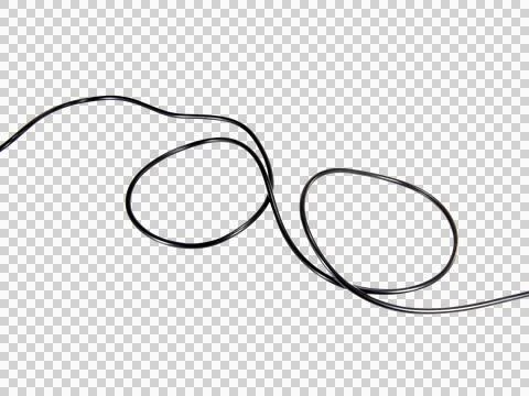 Black wire cable of usb and adapter isolated on white background.Electronic C Stock Photos