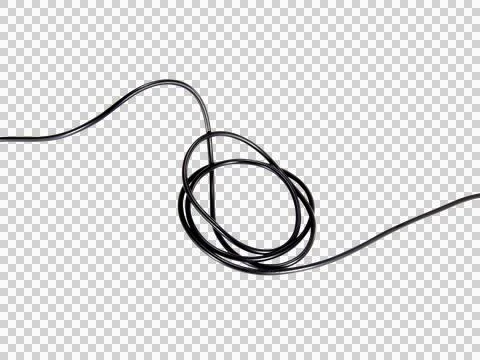 Black wire cable of usb and adapter isolated on white background.Electronic C Stock Photos