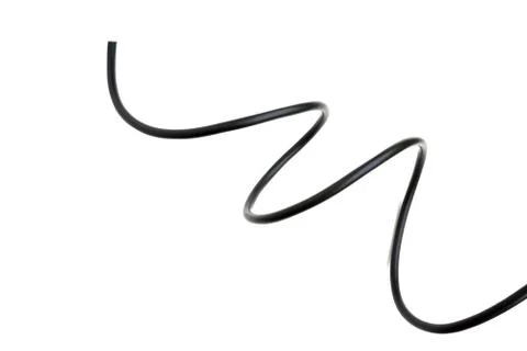 Black wire isolated on a white background abstraction. Stock Photos