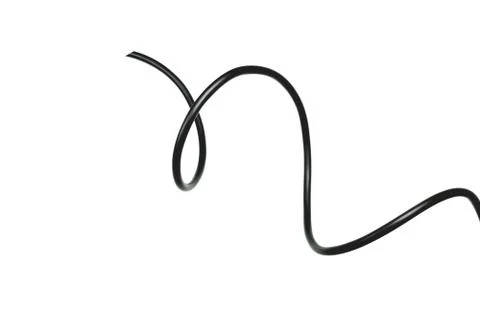 Black wire isolated on a white background abstraction. Stock Photos