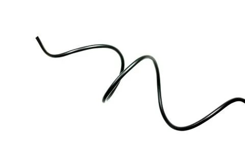 Black wire isolated on a white background abstraction. Stock Photos