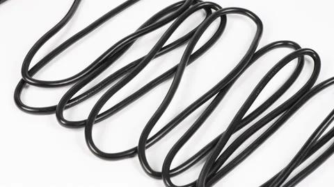 Black wire isolated on white. Side view. Loop motion. Rotation 360. Stock Footage 168539058