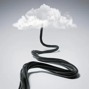 Black wire tends to the clouds. 3d rendering 写真素材