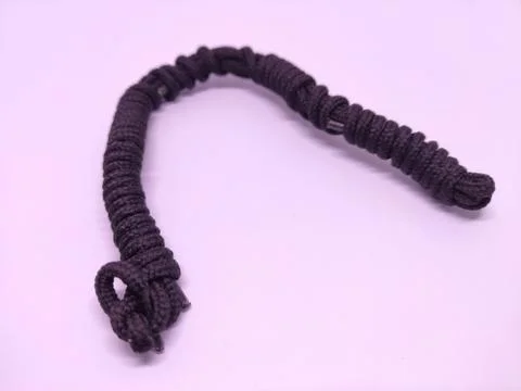 Black wired boot laces isolated on white background Stock Photos