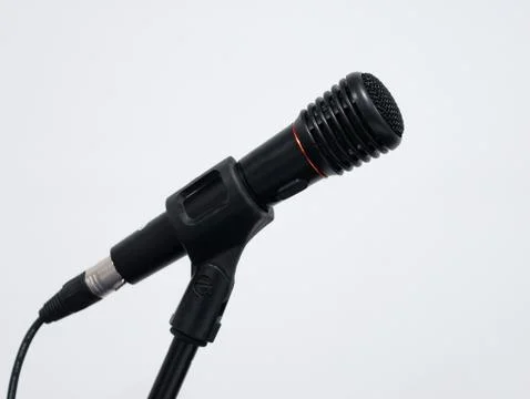 Black wired mic on stand Stock Photos