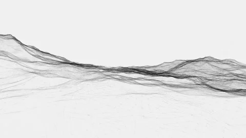 Black wireframe digital landscape moving on white background Stock Footage 340970080