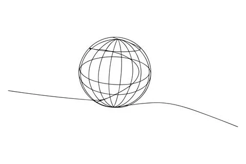 Black wireframe sphere on curved line globe abstract Stock Illustration