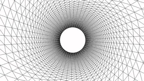 Black wireframe tunnel, Abstract wireframe funnel. Abstract dynamic wormhol.. Stock Illustration