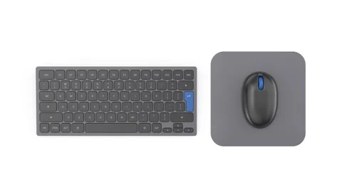 Black wireless computer keyboard and mouse Stock Footage 310698004