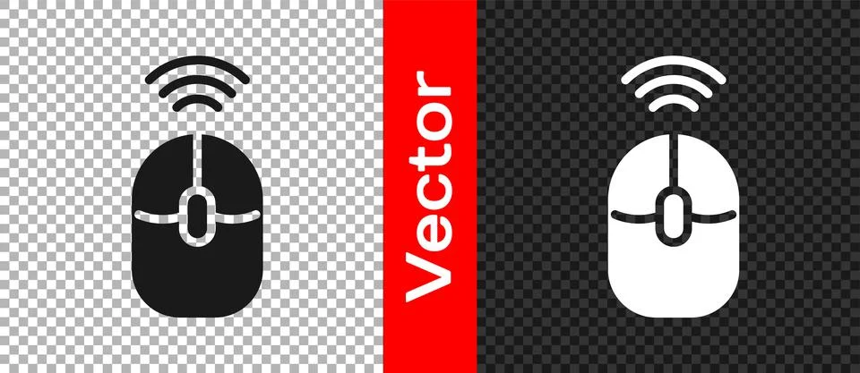 Black Wireless computer mouse icon isolated on transparent background. Optical Stock Illustration