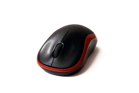 Black wireless computer mouse isolated on white background Stock Photos