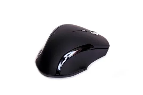 Black wireless computer mouse isolated on white background Stock Photos