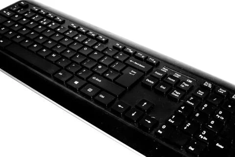 Black wireless computer PC keyboard isolated on white background Stock Photos